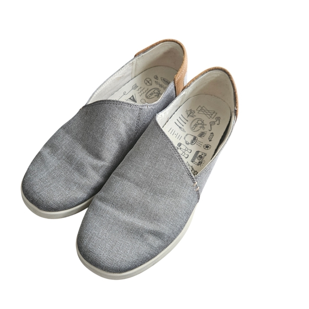 Chaco Gray Canvas Slip-On Flats with Tan Heel Accent